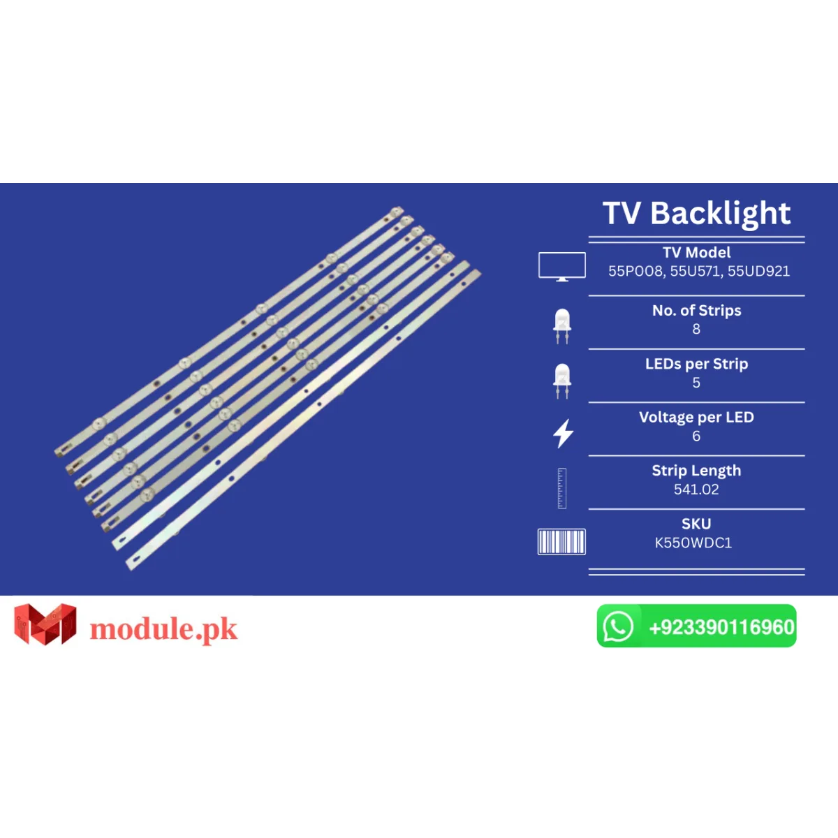 LED Backlight Strip Ecostar 55" - 6V - 541mm - K550WDC1