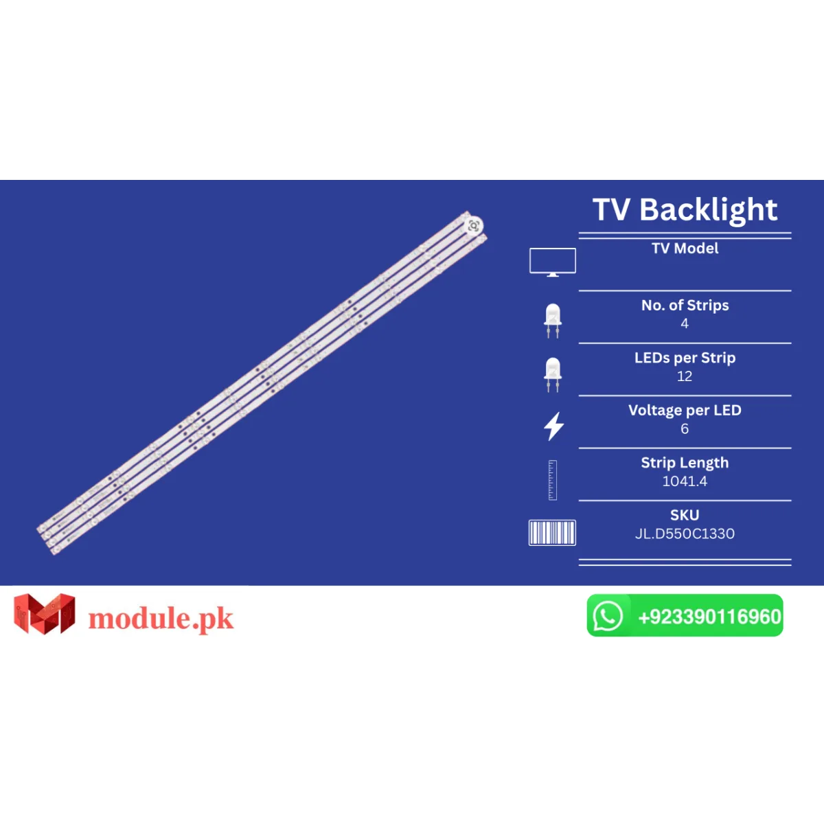 LED Backlight Strip MultyNet 55" - 6V - 1041mm - JL.D550C1330-006BS-M