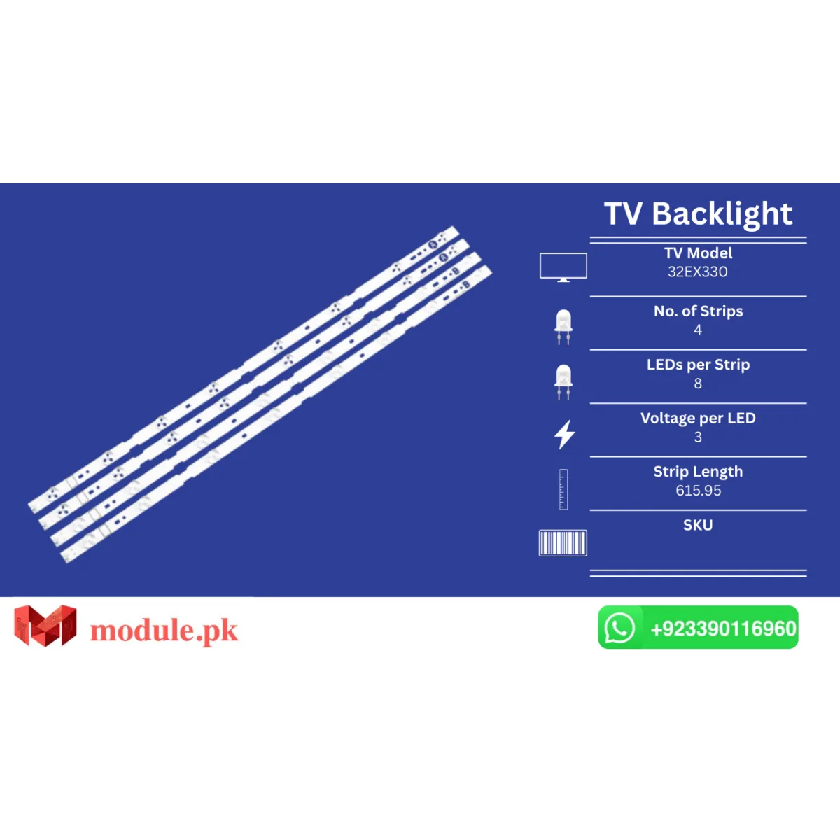 LED Backlight Strip Sony 32" - 3V - 616mm - SSLS320NN01