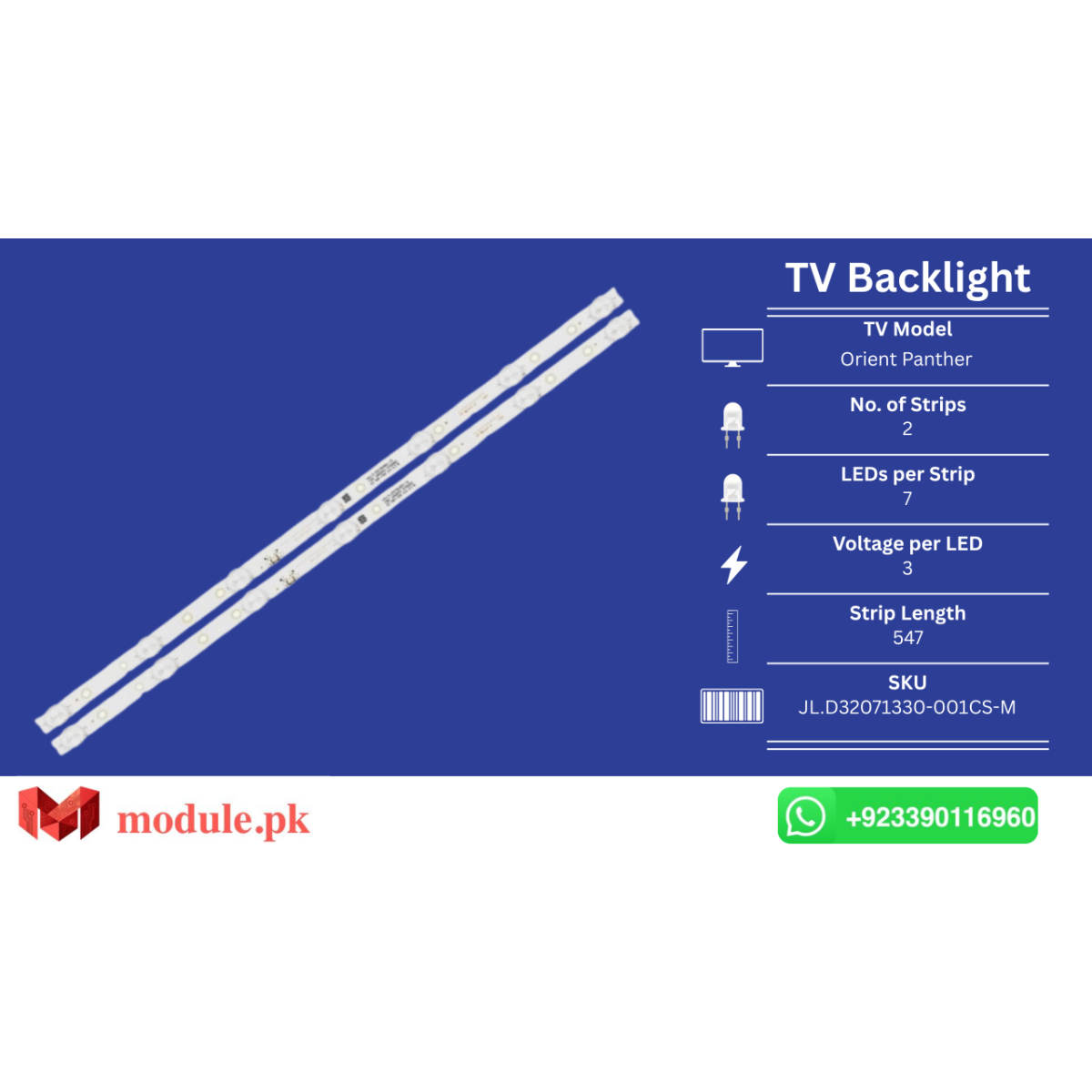 LED Backlight Strip Orient 32" - 3V - 547mm - JL.D32071330-001CS-M