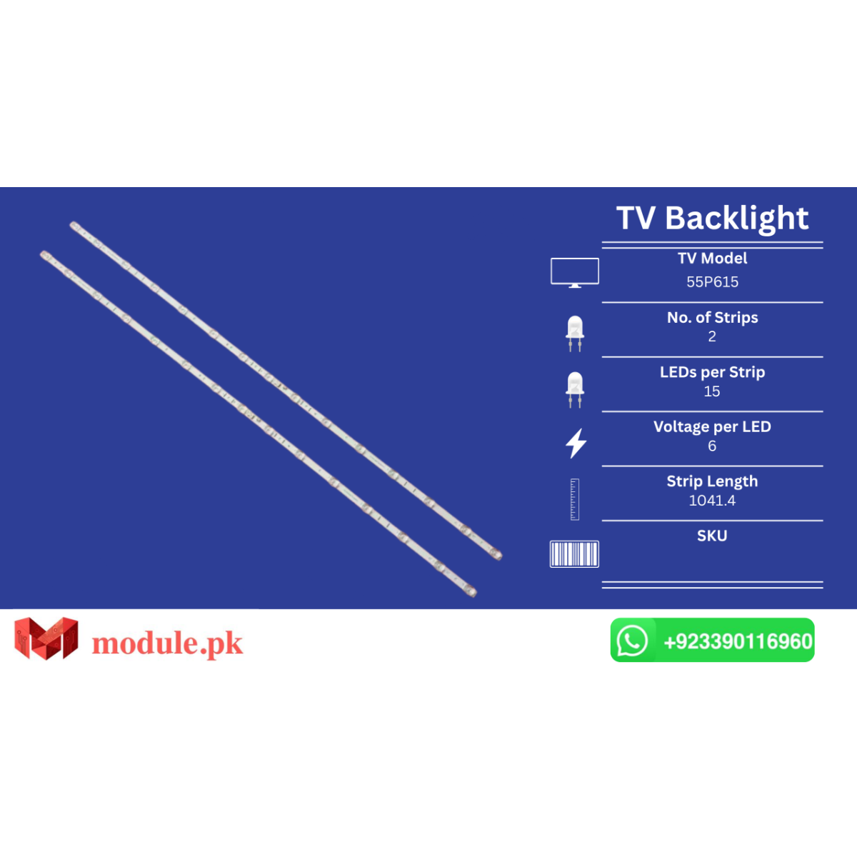 LED Backlight Strip TCL 55" - 6V - 1042mm - LB5515