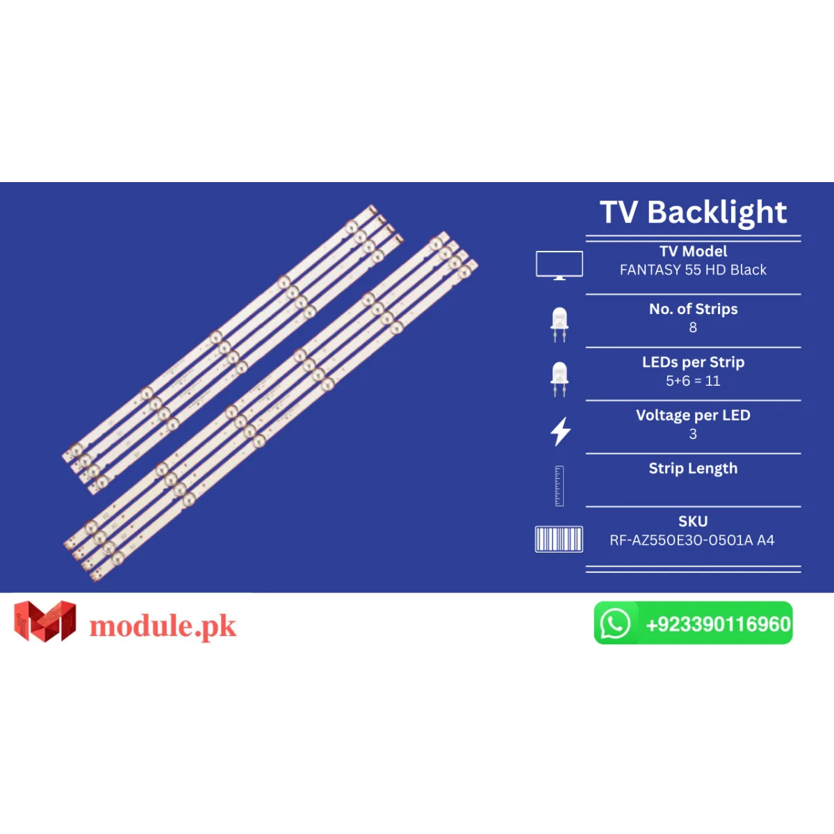 LED Backlight Strip Orient 55" - 3V - RF-AZ550E30-0501A A4