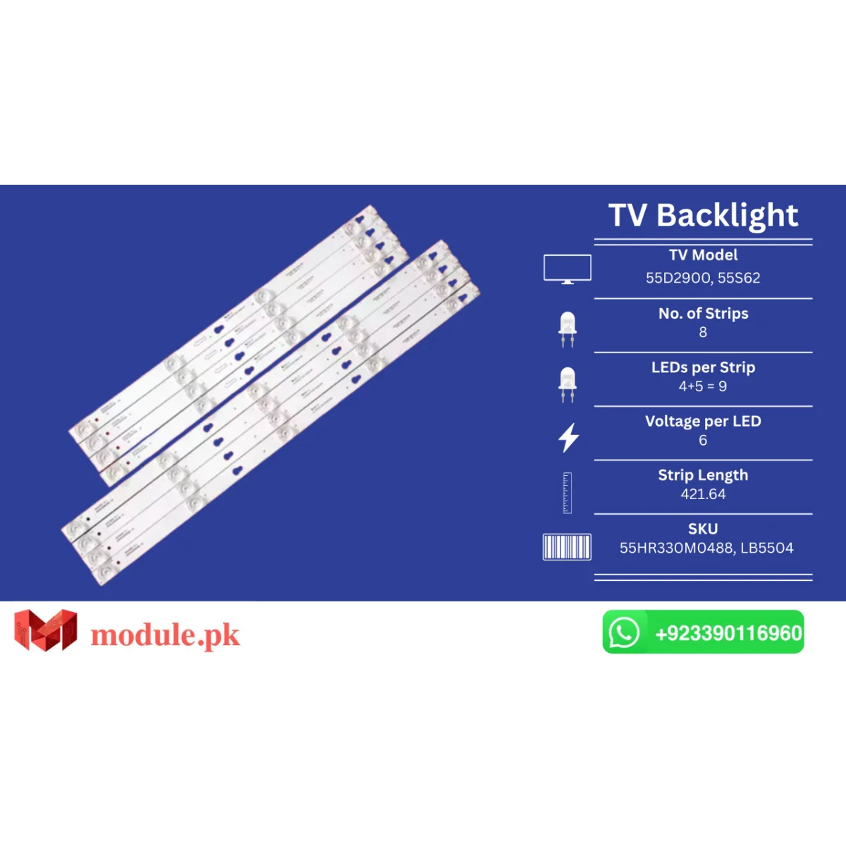 LED Backlight Strip TCL 55" - 6V - 55HR330M0488, LB5504
