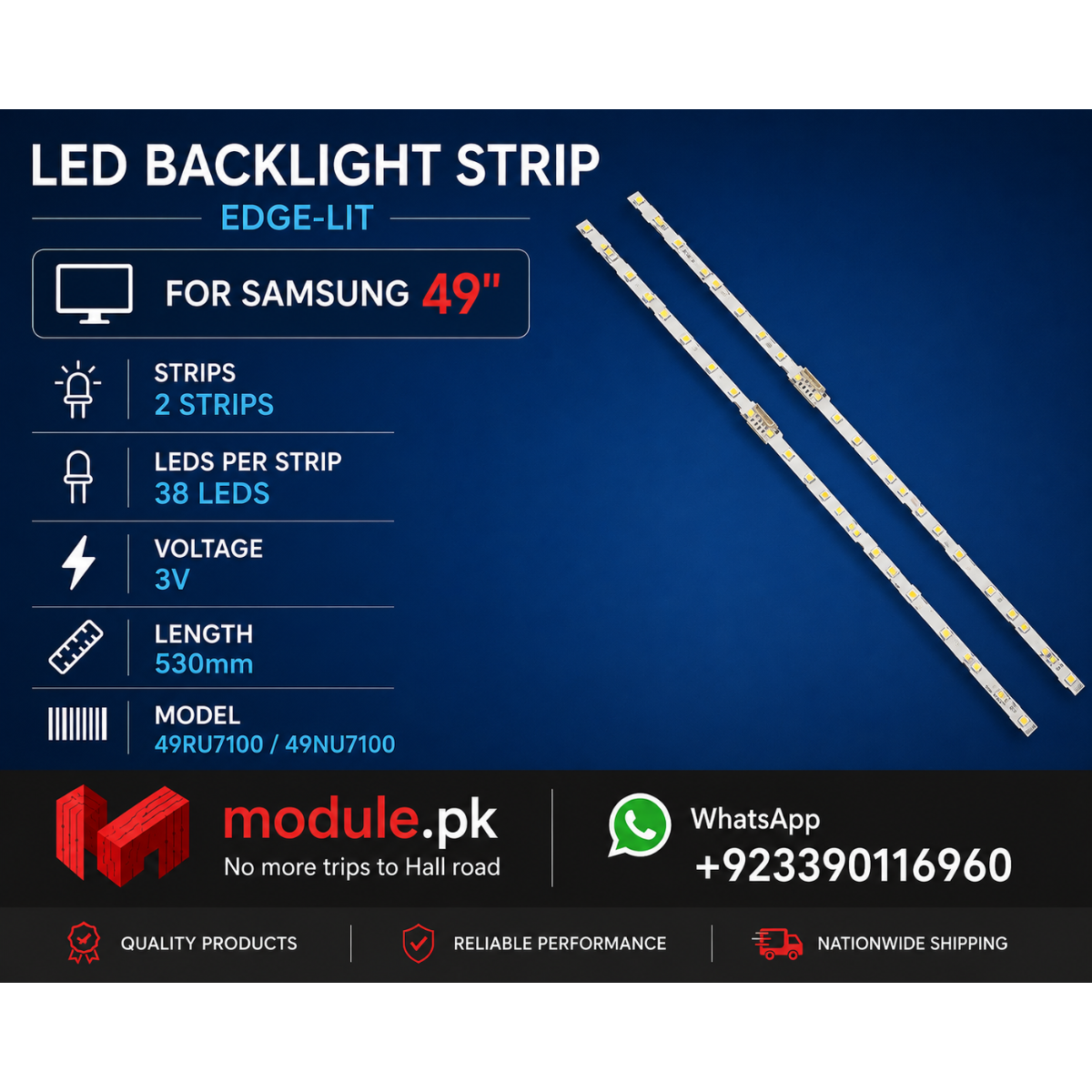 LED Backlight Edge-lit Samsung 49" - 6V - 533mm