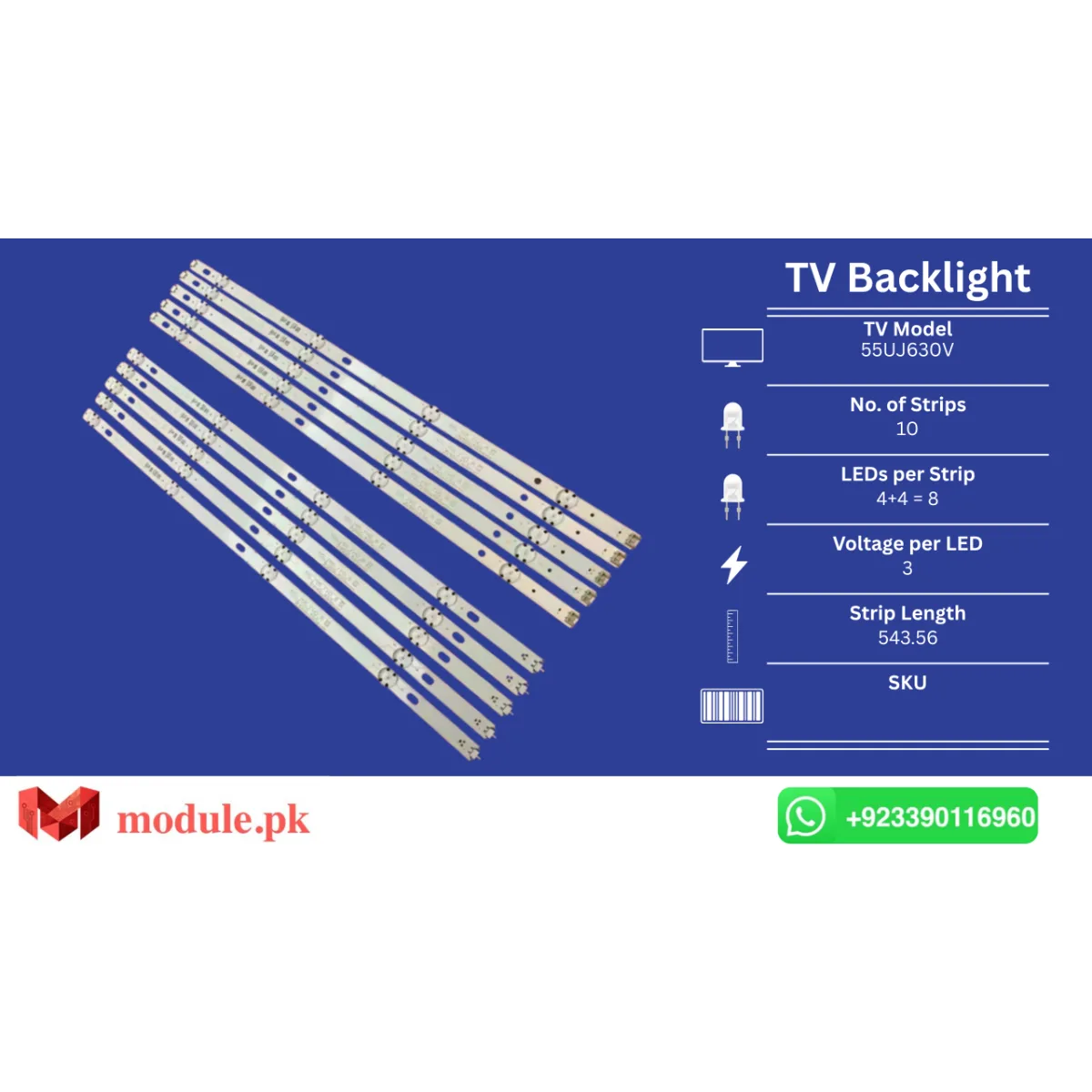LED Backlight Strip LG 55" - 3V - 544mm