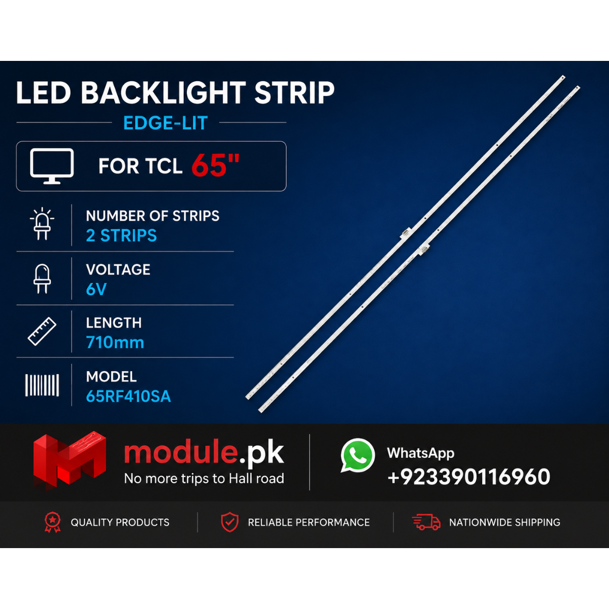 LED Backlight Edge-lit TCL 65" - 6V - 710mm - 65RF410SA