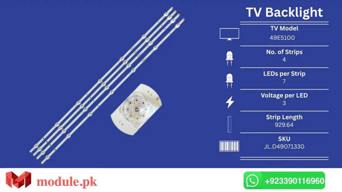 LED Backlight Strip Hisense 49" - 3V - 930mm - 49E5100, 49R4, 49E5600