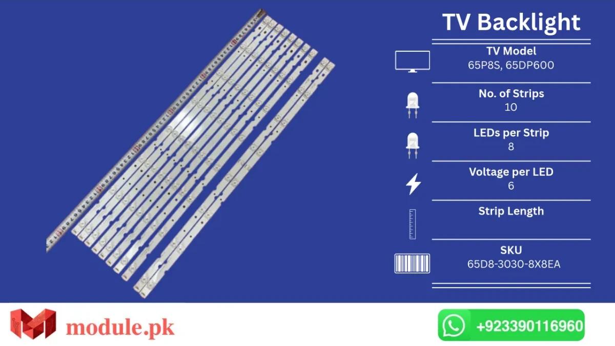 LED Backlight Strip TCL 65" - 6V - 0mm - 65P8S, 65DP600, 65S4, L65P8US, 65EP640, 65p65us, 65U5850C, 65S421LCAA