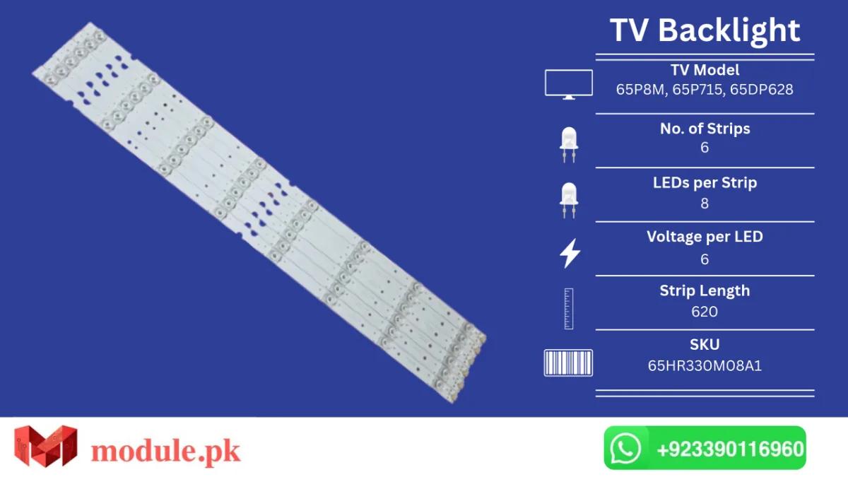 LED Backlight Strip TCL 65" - 6V - 620mm - 65P8M, 65P715, 65DP628, 65DP628X1, 65DP603, 65DP603X1, 65S4, L65P8US, 65EP640, 65p65us, 65U5850C, 65S421LCAA, 65EP660, 65S4TDAA, 65UD6326, 65S425, 65S425TACA