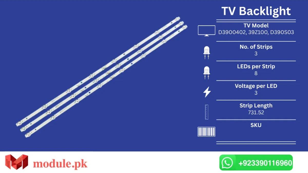 LED Backlight Strip China 40" - 6V - 732mm - Dexp H39D7100E, MS-L1795 V2, PIXEL 39"TV LE39Z1, JL.D39042330-006AS-M_V01, CX390DLEDM