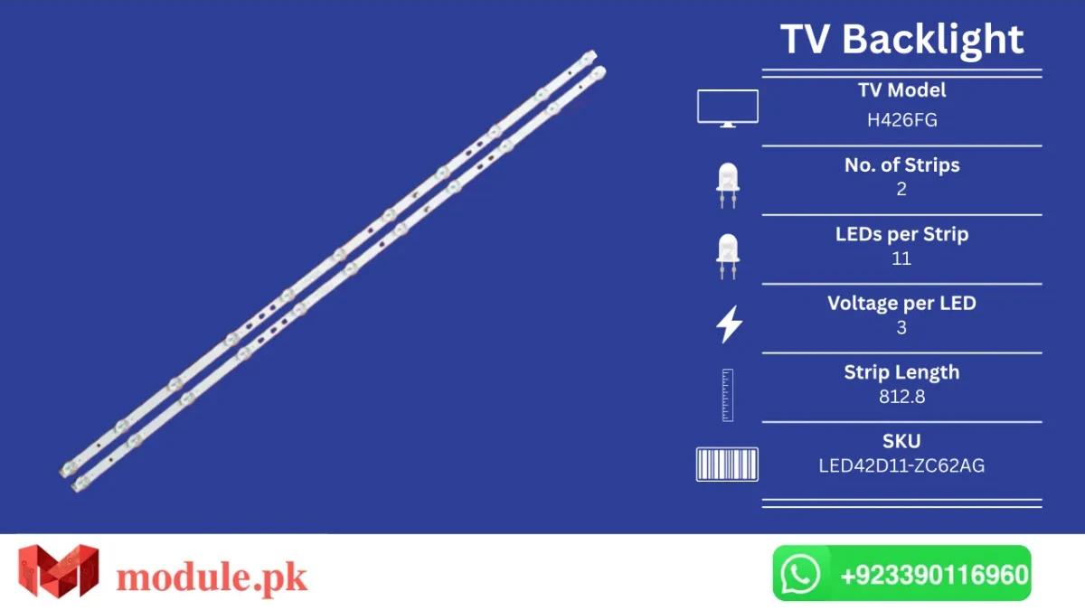 LED Backlight Strip Haier 42" - 3V - 813mm - H426FG, LED43D11-ZC52AG-02, 42M3RA, LE43M31, 42K31A, Z43G2111, LE43C51, 42C51