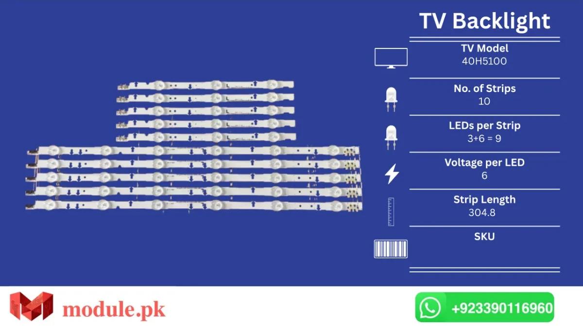 LED Backlight Strip Samsung 40" - 6V - UA40H5100, UE40J5100AW, UE40H5000AK, UE40H6400, UE40J5100, UE40H6650, UE40H5000AW, UE40H5270, UE40J6240AK, UA40HU7000, UA40H5150, UA40H5500, UA40H6400, UA40J5100, UE40J6330AU