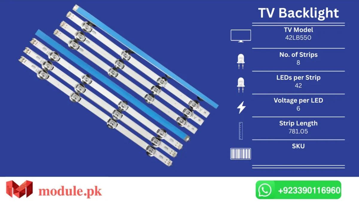 LED Backlight Strip LG 42" - 6V - 42LB550, 42LF5610, 42LF580V, 42LF5800, 42LB628V, 42LB6200, 42LY310C, 42LB550A, 42LB550V