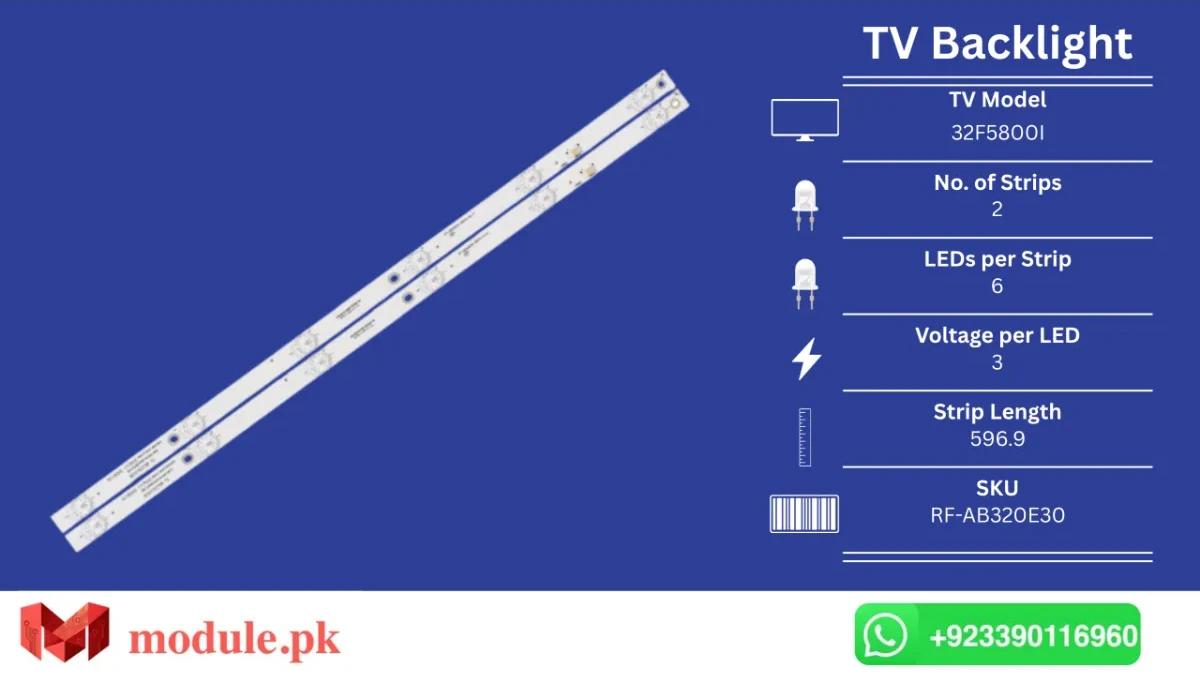 LED Backlight Strip Changhong 32" - 3V - 597mm - 32F5800I, XS-2081, Sanyo 32CE2220, 32F3700