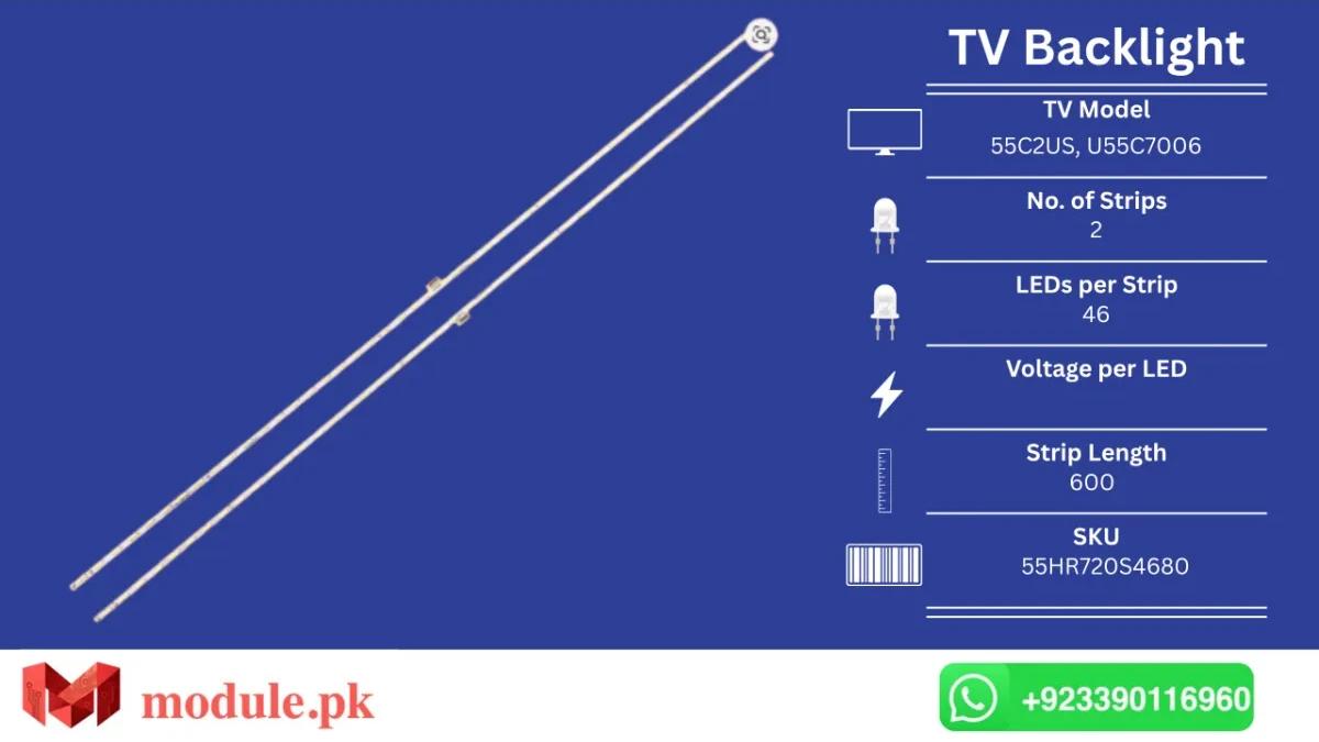 LED Backlight Edge-lit TCL 55" - 600mm - 55C2US, U55C7006, 55U7700C, 55HR720S46B0, 55HR720S46A0