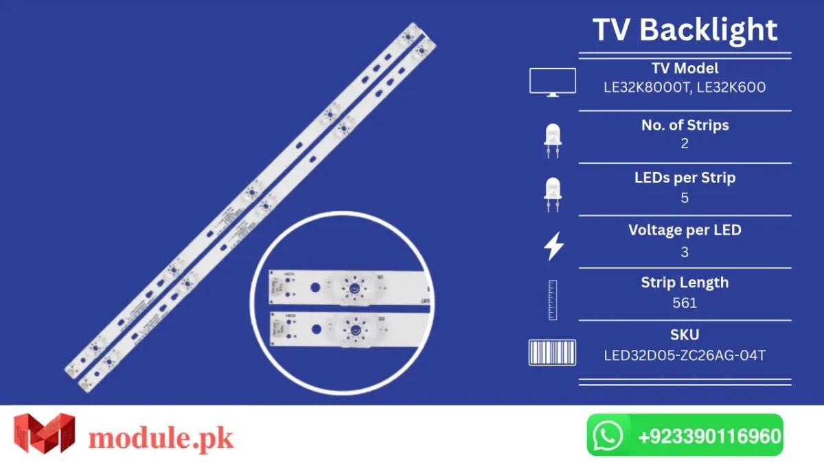 LED Backlight Strip Haier/Orient 32" - 3V - 561mm - LE32K8000T, LE32K6000, ORIENT 32 INCH CHEETAH HD BLACK