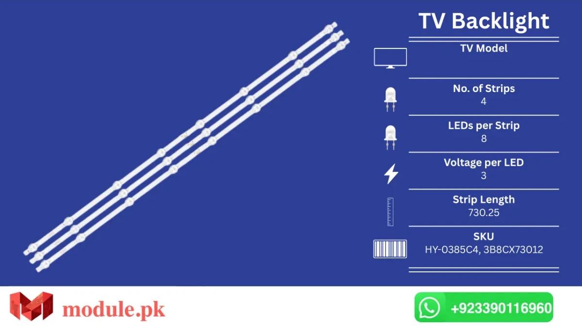 LED Backlight Strip China 40" - 3V - 730mm - HY-0385C4