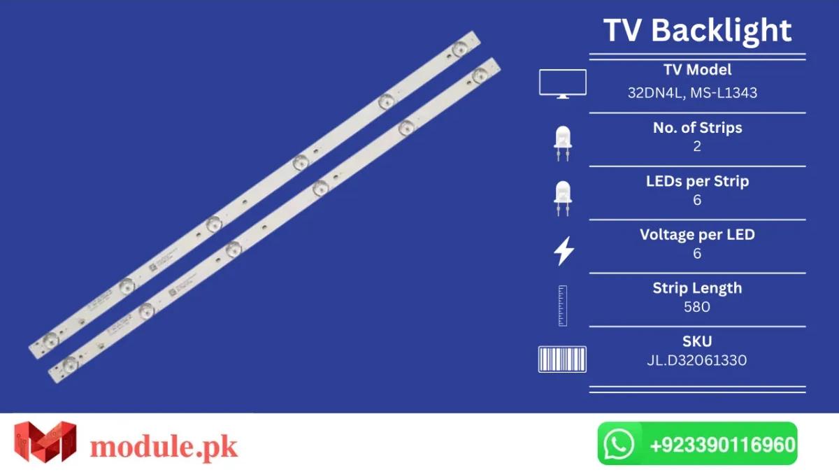 LED Backlight Strip Nobel 32" - 6V - 580mm - 32DN4L, MS-L1343, MS-L2202, MS-1074
