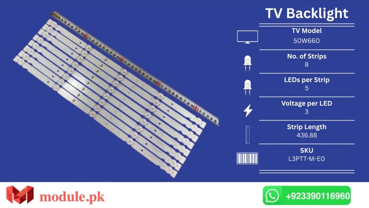 LED Backlight Strip Sony 50" - 3V - 437mm - 50W660, KDL-50W665F, KDL-50W660F, KDL-50WF663, KDL-50W660G, LM41-00541A