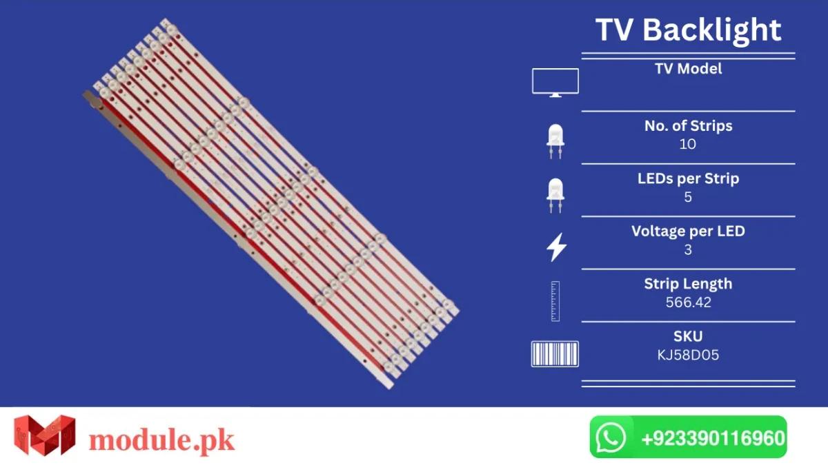 LED Backlight Strip China 58" - 3V - 567mm - KJ58D05