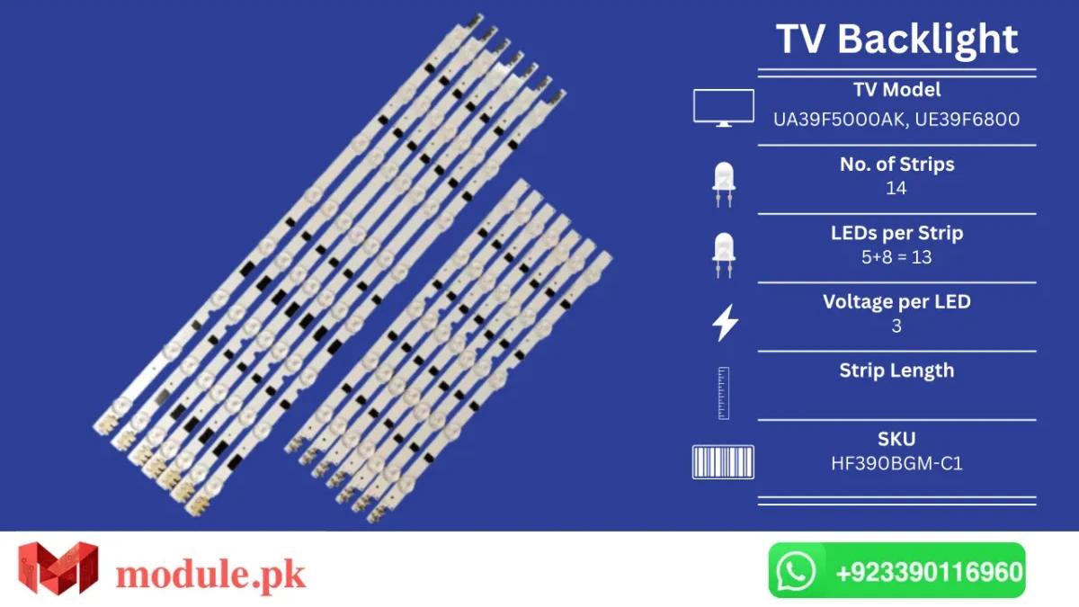LED Backlight Strip Samsung 39" - 3V - UA39F5000AK, UE39F6800, UE39F5370, UE39F5030, UE39F5300AK, UE39F5020AK, UE39F5000AK, CHANGHONG 39F