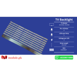 LED Backlight Strip Ecostar 42" - 3V - 414mm - CX-42U558, CX-43U558, 43LE7173D, 43PFT4001, 43PFF5459, 42PUF6052, TH-43C500C