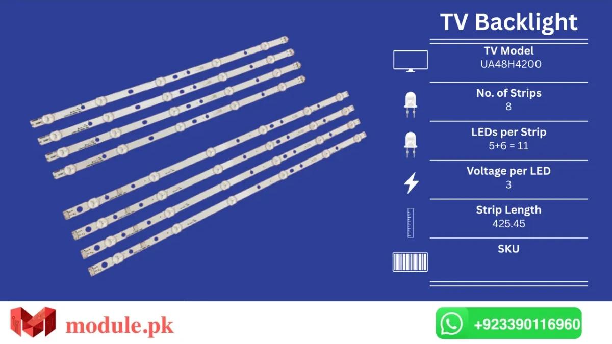 LED Backlight Strip Samsung 48" - 3V - UA48H4200, HG48AC465, UE48H4200, UE48H4205, UE48H5003, UN48H4200, UN48H4253, UN48H4005