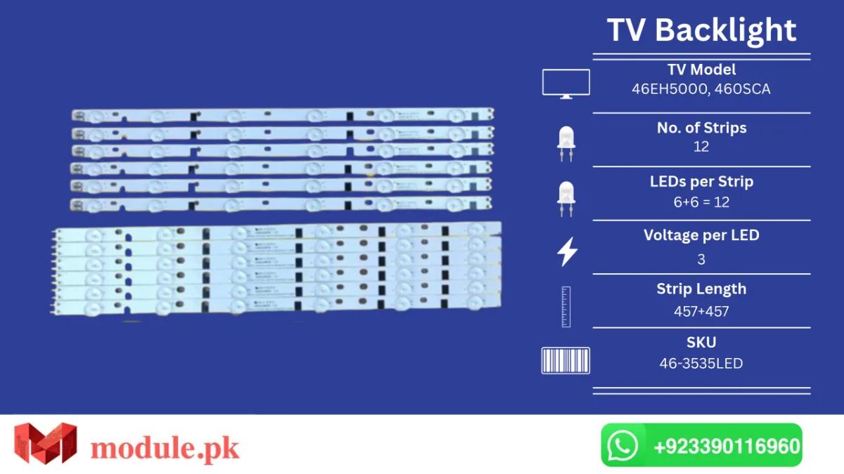 LED Backlight Strip Samsung 46" - 3V - 457+457mm - 46EH5000, 460SCA