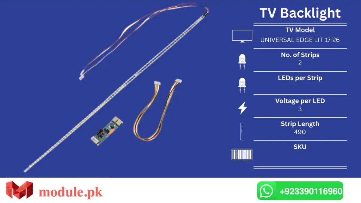 LED Backlight Edge-lit China 17"/19"/20"/21.5"/22"/23"/24" - 3V - 490mm - CHINA UNIVERSAL EDGE LIT 17-26