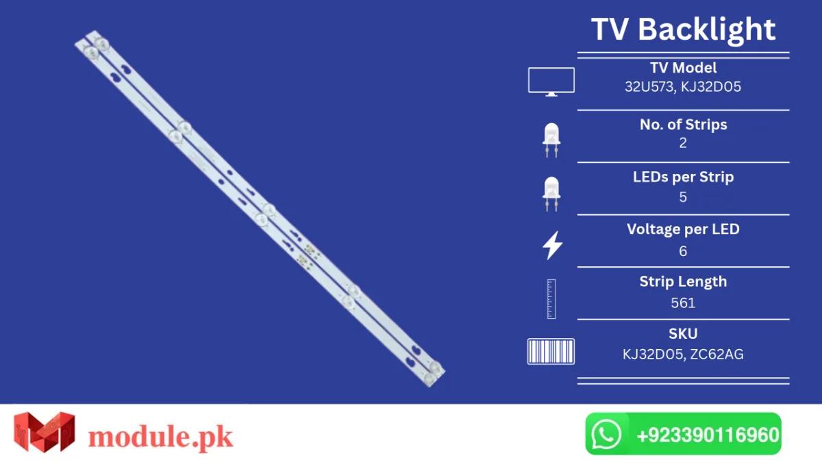LED Backlight Strip Ecostar 32" - 6V - 561mm - 32U573, KJ32D05
