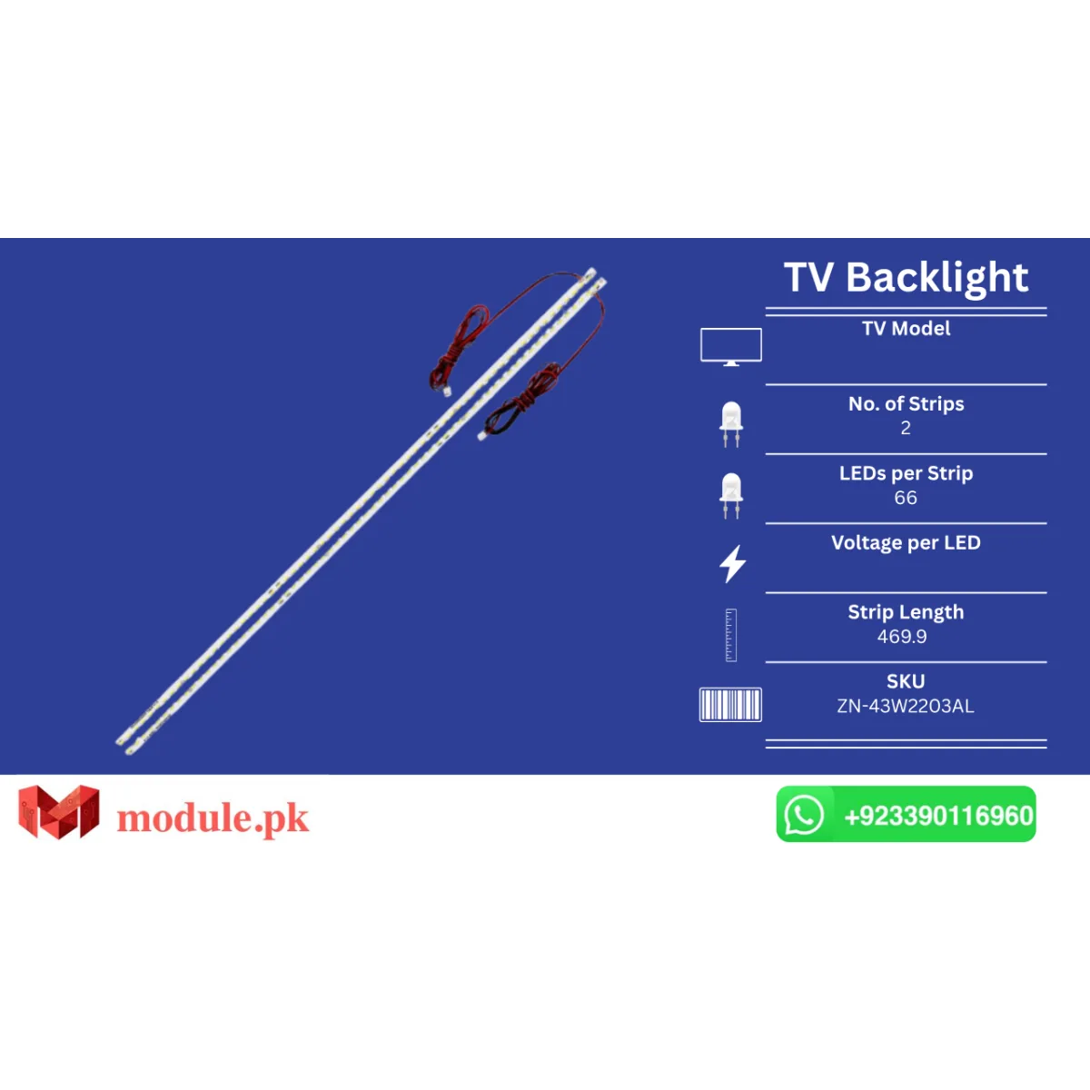 LED Backlight Edge-lit China 43" - 470mm - ZN-43W2203AL, XS-3067