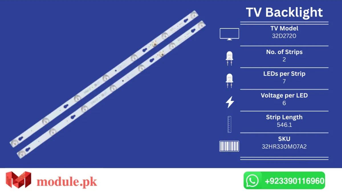 LED Backlight Strip TCL 32" - 6V - 546mm - 32D2700, 32D2710, 32D2720, 32D2730, 32S38001