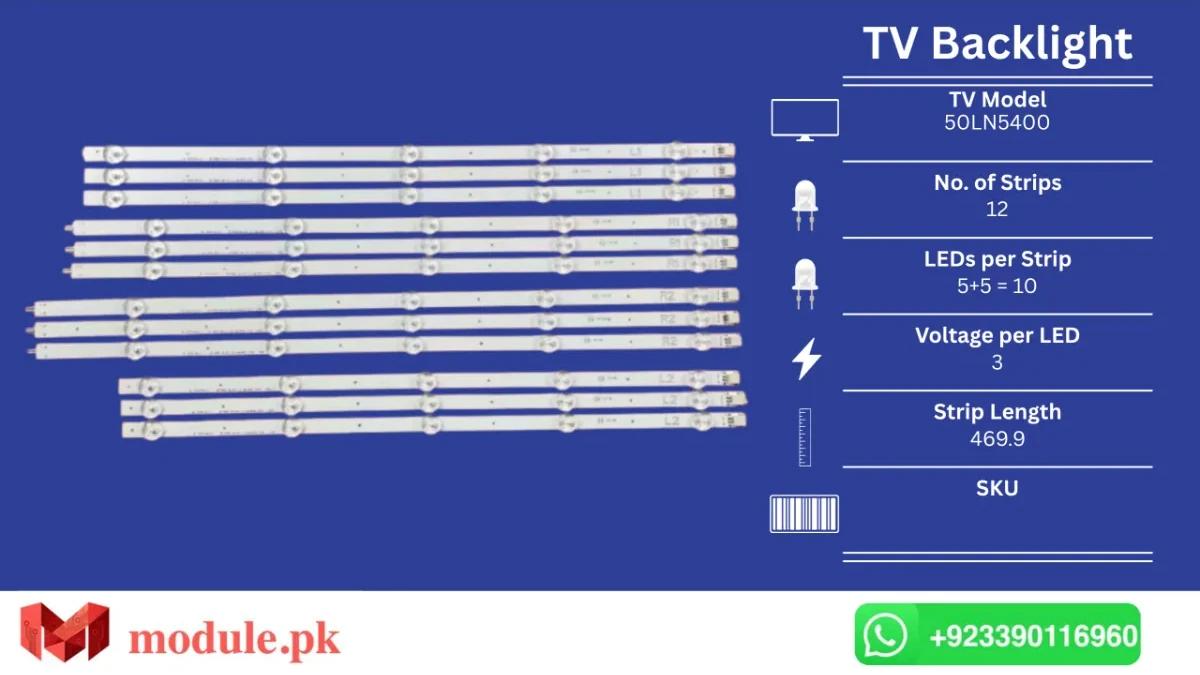 LED Backlight Strip LG 50" - 3V - 470mm - 50LN5400, 50LA6208, 50ln540V, 50LA620V, 50LA620S, 50LN577S