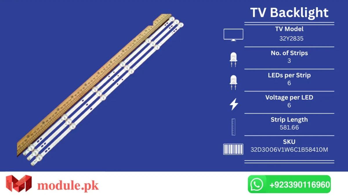 LED Backlight Strip China 32" - 6V - 590mm - HS-32D3006V1W6C1B59010M