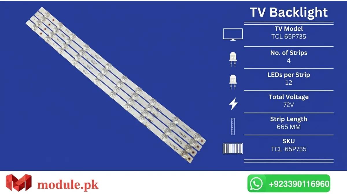 LED Backlight Strip TCL 65" - 6V - 665mm - 65P638, 65P735, 65S12