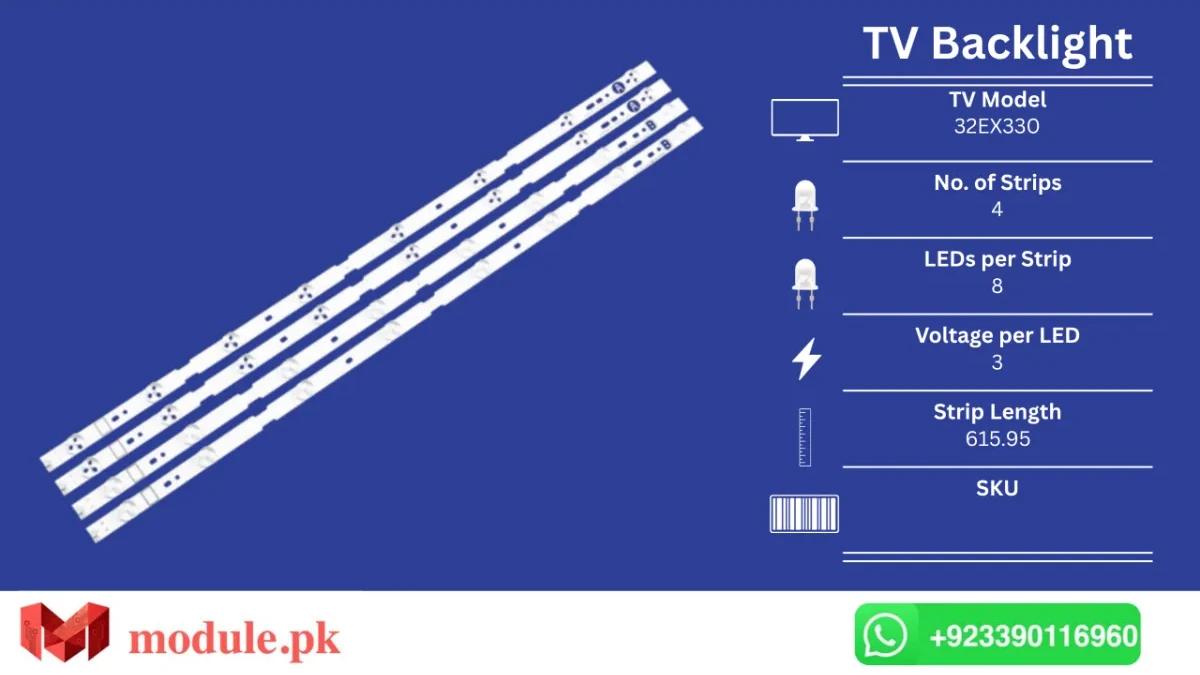 LED Backlight Strip Sony 32" - 3V - 616mm - KLV-32EX330, KLV-32EX32A, KLV-32EX33A