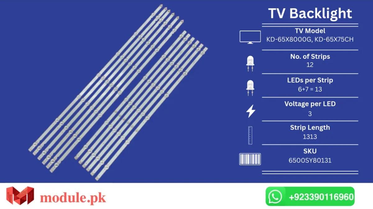 LED Backlight Strip Sony 65" - 3V - 1313mm - KD-65X8000G, KD-65X75CH, KD-65X750H