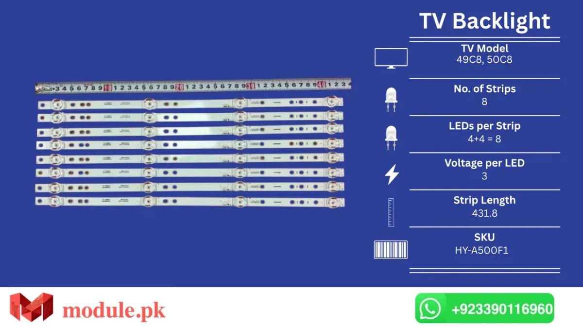 LED Backlight Strip China 50" - 3V - 432mm - 50C8, LC55HS26, 49C8, FS5069, HY-A500F3