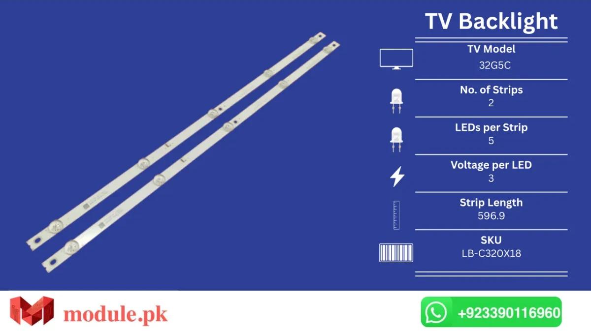 LED Backlight Strip Changhong 32" - 3V - 597mm - 32G5C, FUSION FLTV-32C110T, EX-32HS003B, H-LED32ES5001, Dexp H32D7200C, Supra STV-LC32LT0075W, Sanyo 32CE2215H2, LB-C320X18