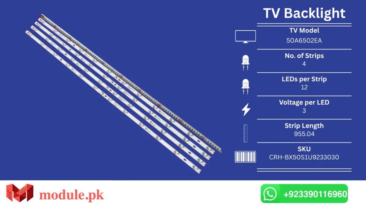 LED Backlight Strip Hisense 50" - 3V - 955mm - 50A6502EA, 50R6, 50R6E, 50H6E, H50A6120, 50R6040E, HD500S1U91-L1, SVH500AA7