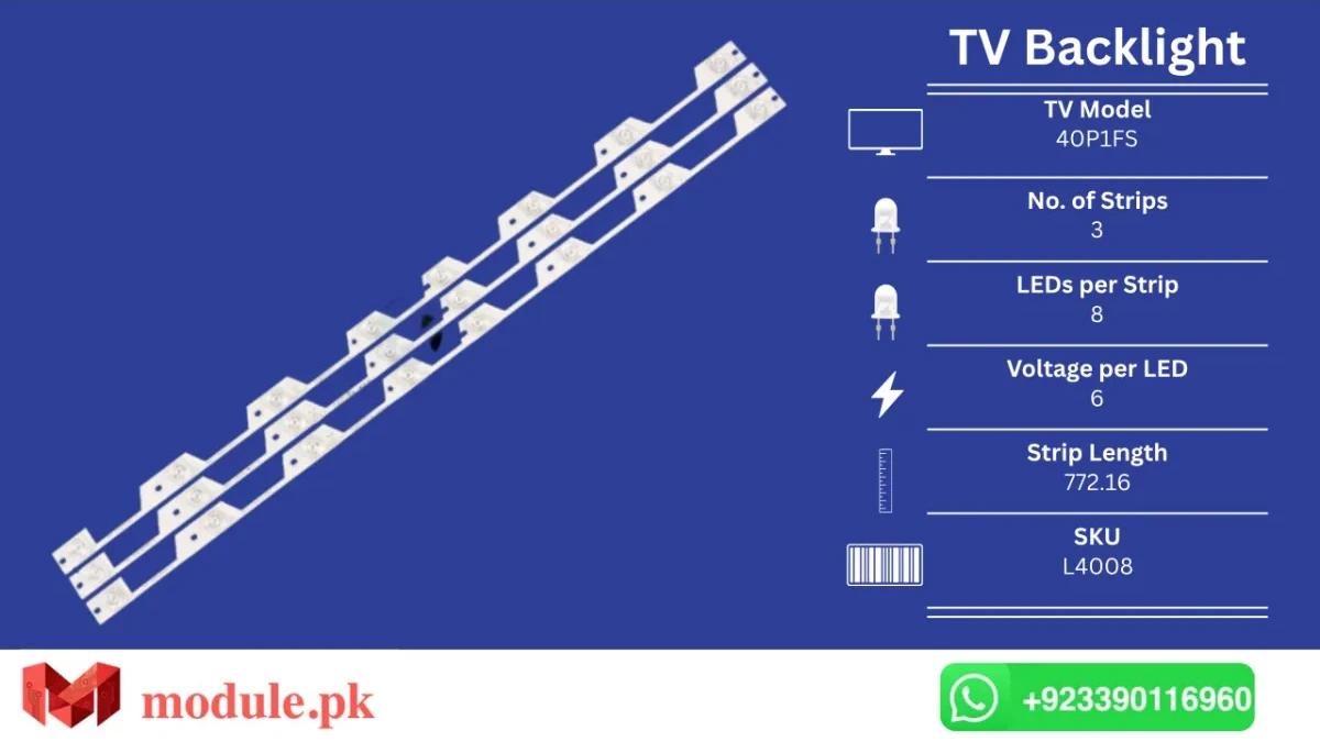 LED Backlight Strip TCL 40" - 6V - 772mm - 40P1FS