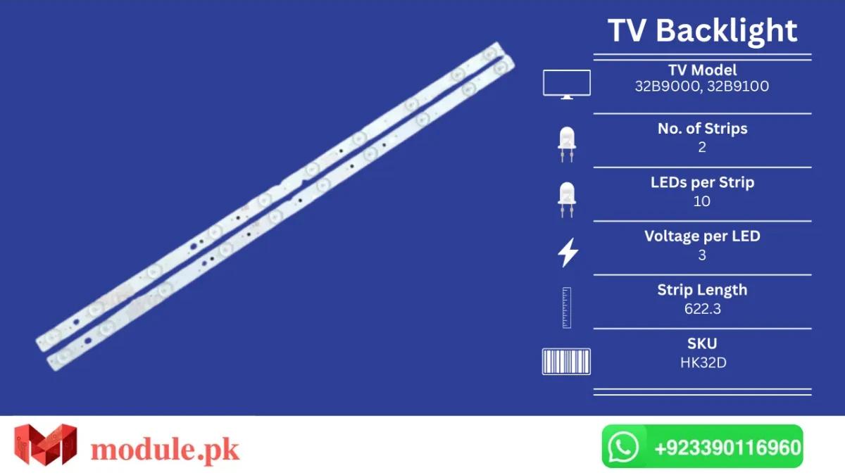 LED Backlight Strip Haier 32" - 3V - 622mm - LE32B9000, LE32B9100