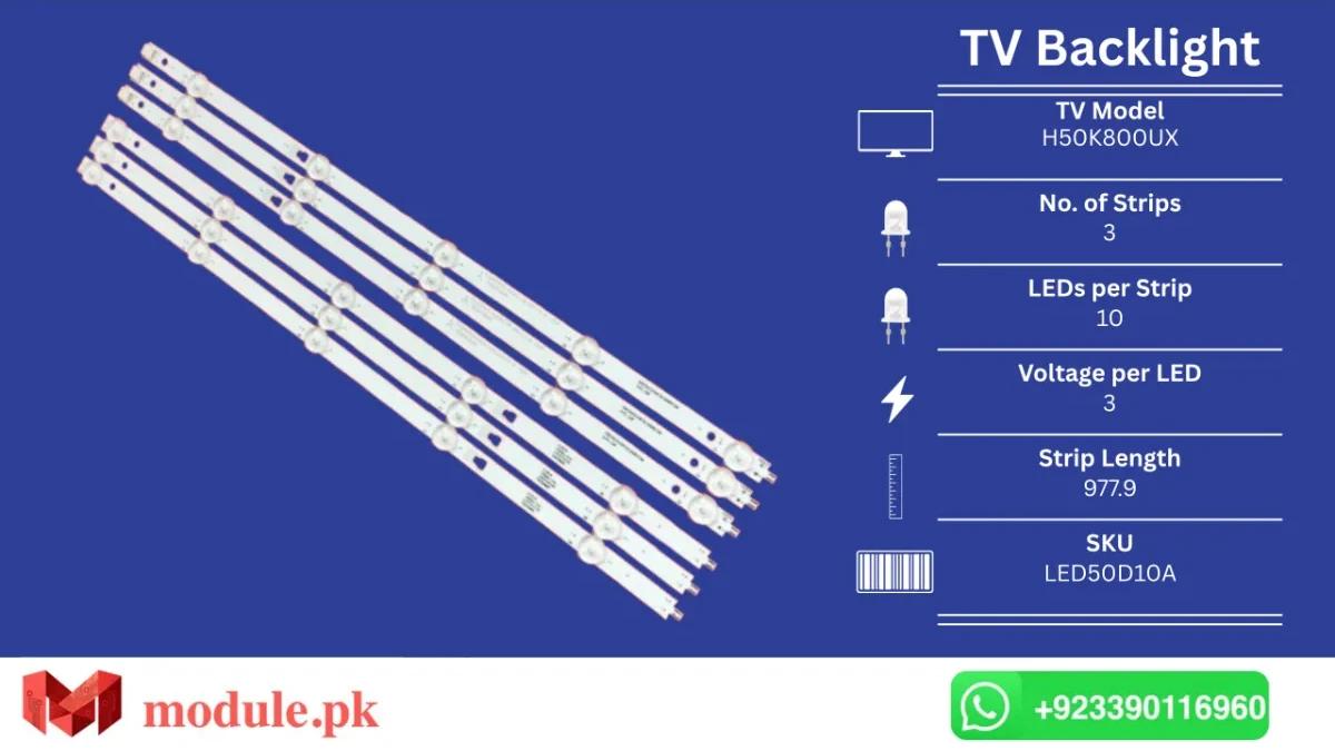 LED Backlight Strip Haier 50" - 3V - 978mm - H50K800UX, JVC LT-50MCS780, LT-50KB608, H50K801UX