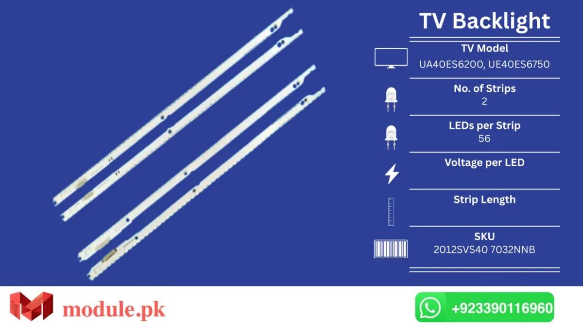 LED Backlight Edge-lit Samsung 40" - 0mm - UA40ES6200, UE40ES6750, UE40ES6905, UE40ES6550S, UE40ES6727U, UE40ES7507, UN40ES6580, UN40ES6500, UE40ES6577U