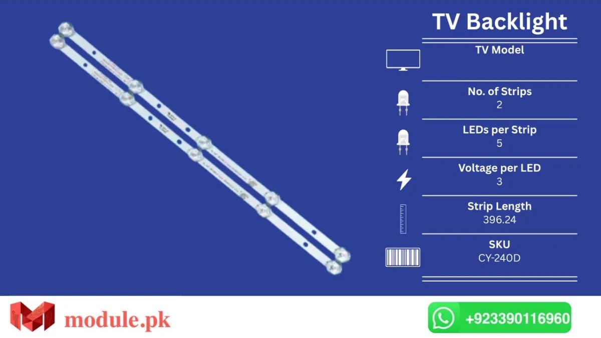 LED Backlight Strip Nobel 24" - 3V - 396mm - CY-240D, HAMBER 24HRP5008, SUNNY SN024LD071-S2, ODL24680H-TB, akari LE-24K88, Polarline 24PL52TC