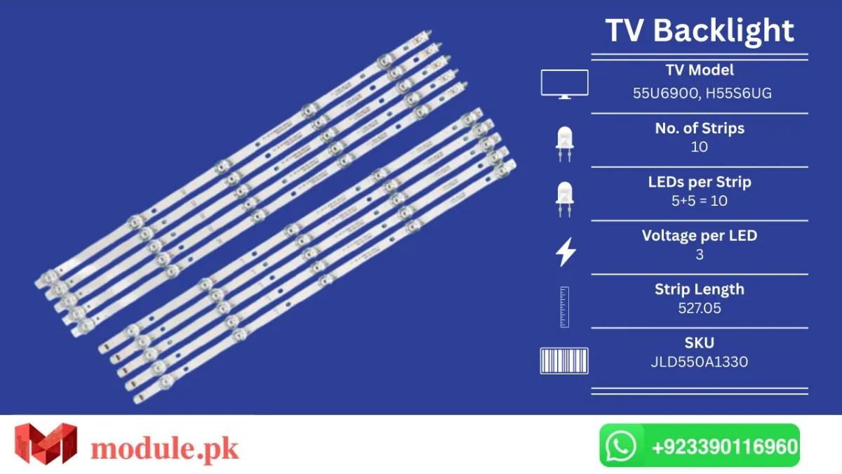 LED Backlight Strip Haier 55" - 3V - 1047mm - 55U6900, H55S6UG, 55DM7700, CX550DLEDM, DEXP U55E7000E
