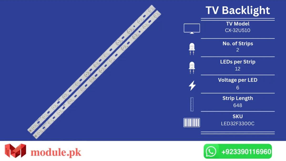 LED Backlight Strip Ecostar 32" - 6V - 648mm - CX-32U510