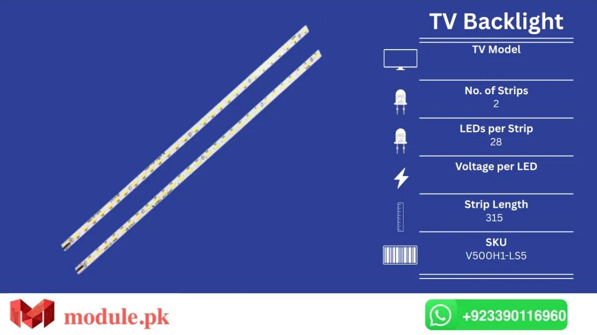 LED Backlight Edge-lit China 50" - 315mm - V500H1-LS5, LE50D8800, 50PF7070