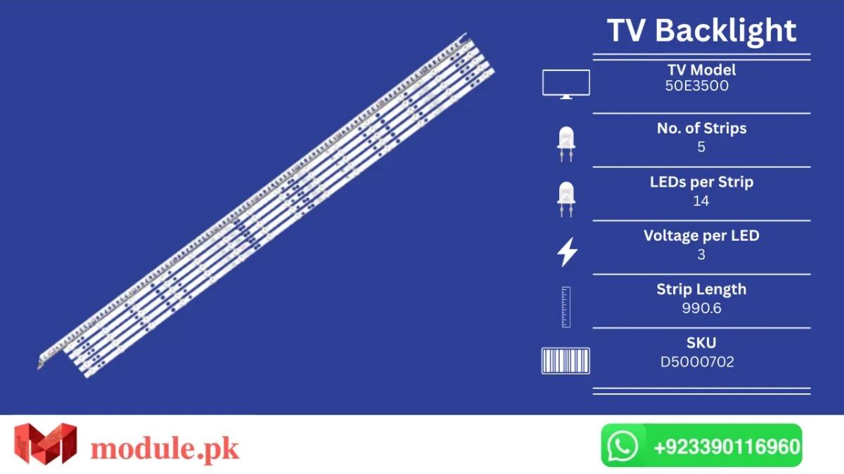 LED Backlight Strip Changhong 50" - 3V - 991mm - 50E3500, XY-1627