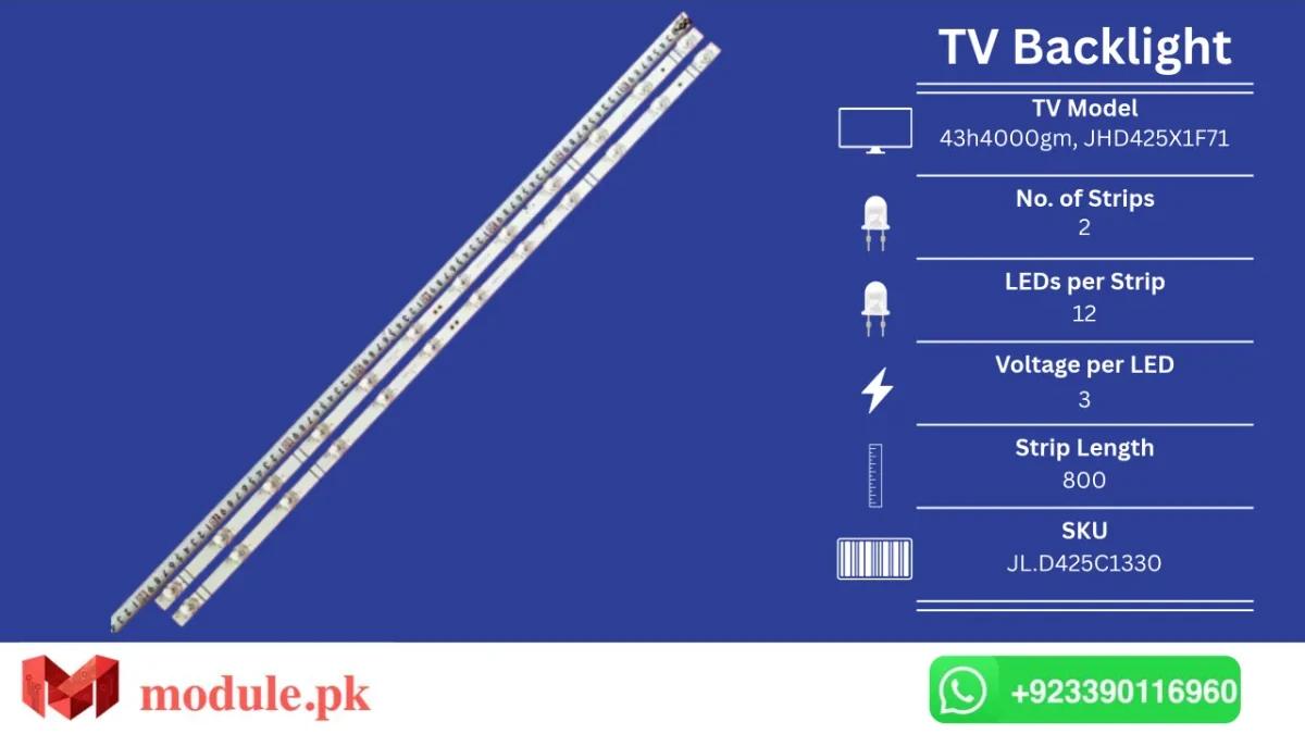 LED Backlight Strip Hisense 43" - 3V - 800mm - 43h4000gm, JHD425X1F71